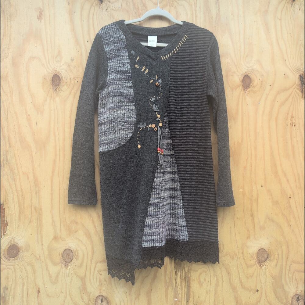 Blair Mohair Cotton Blend Eclectic Lace WhimsicalKnit Tunic Women's Medium